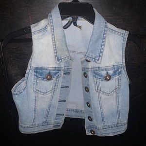 cropped jean vest